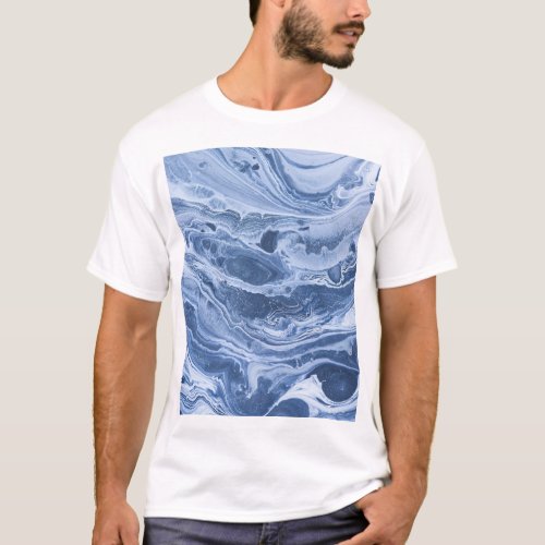 Ebru Creative Abstract Acrylic Waves T_Shirt
