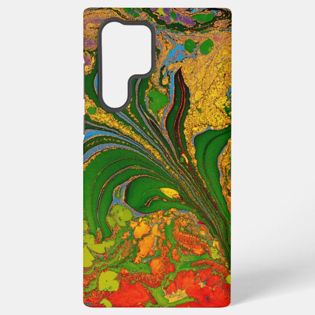 Ebru Marbling Floral Pattern  Samsung Galaxy Case (Back)