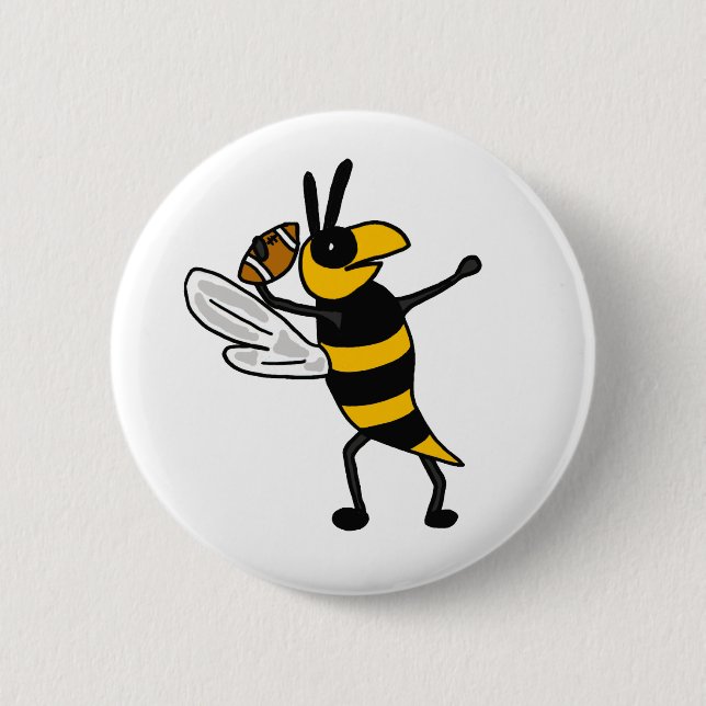 EC- Yellow Jacket Throwing Football Cartoon Button (Front)
