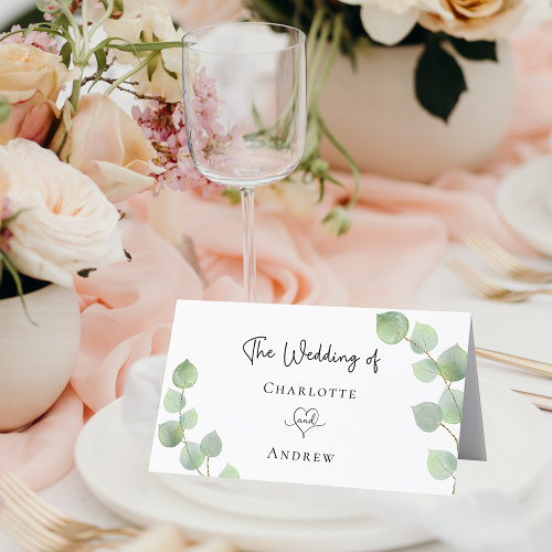 Ecalyptus greenery names wedding place card