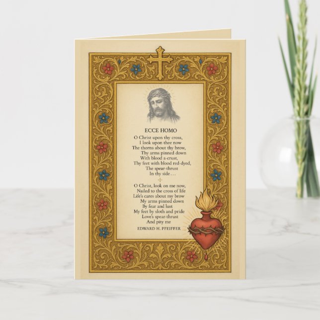 Ecce Homo Folded Holy Card Poem Sacred Heart (Front)