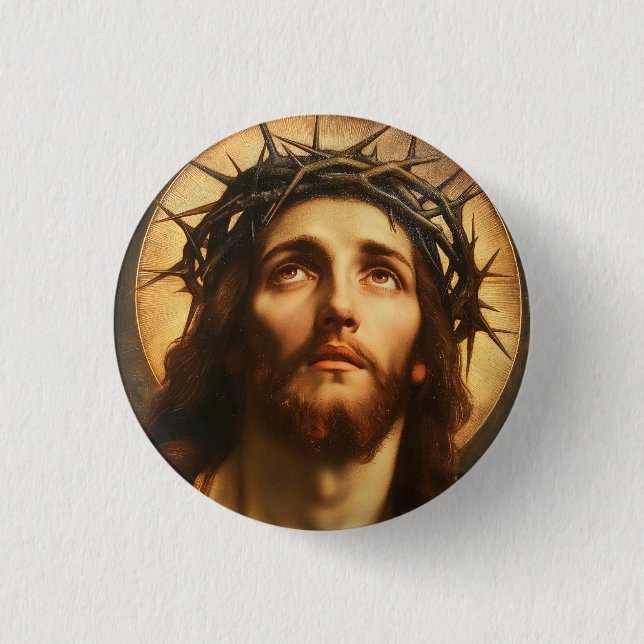 Ecce Homo | Jesus Christ with Crown of Thorns Button (Front)