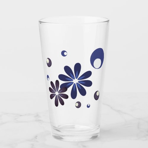 Eccentric Blue Retro Inspired Glass Cup