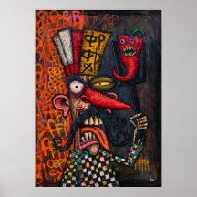 Eccentric Chef with Grinning Monster Chili Pepper