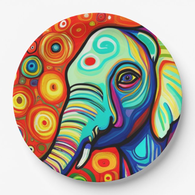 Eccentric Elephant Paper Plates (Front)