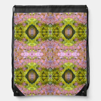 Eccentric purple and yellow pattern drawstring bag