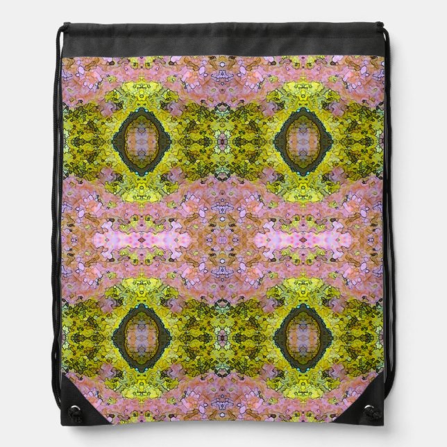 Eccentric purple and yellow pattern drawstring bag (Front)