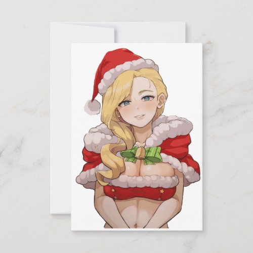 Ecchi Lady Santa Cutie Thank You Card