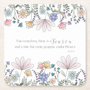 Eccl 3:1 For Everything there is a Season Beverage Square Paper Coaster