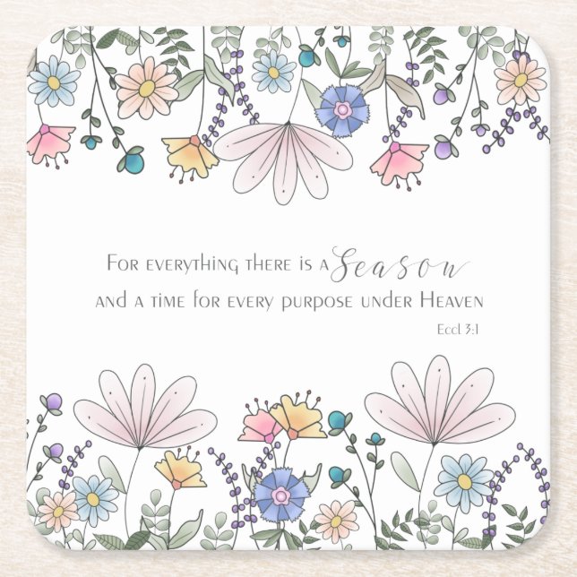 Eccl 3:1 For Everything there is a Season Beverage Square Paper Coaster (Front)