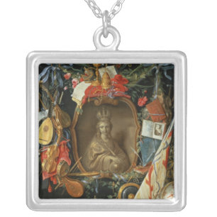 Ecclesia Surrounded by Symbols of Vanity Silver Plated Necklace