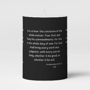 Ecclesiastes 12:13-14 KJV Bible Verse Pillar Candle