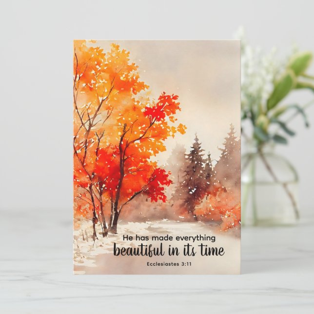 Ecclesiastes 3:11 Bible Verse Fall Flat Card (Standing Front)