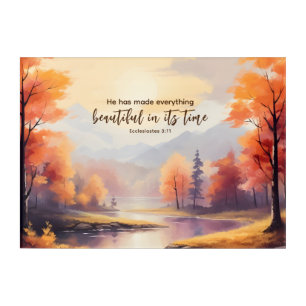 Ecclesiastes 3:11 Bible Verse Fall Watercolor Acrylic Print