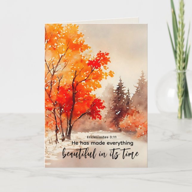 Ecclesiastes 3:11 Bible Verse Fall Watercolor Card (Front)