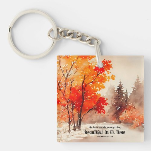 Ecclesiastes 311 Bible Verse Fall Watercolor  Keychain