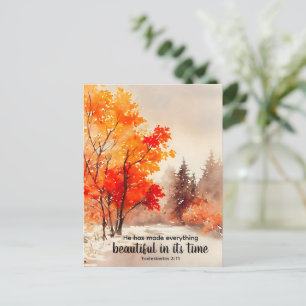 Ecclesiastes 3:11 Bible Verse Fall Watercolor Postcard