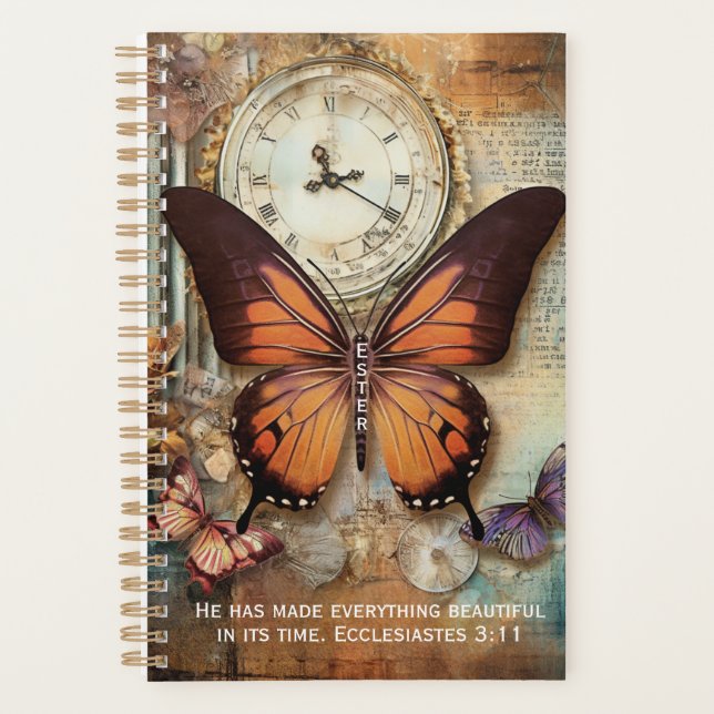 Ecclesiastes 3:11 Planner Butterfly Clock  (Front)