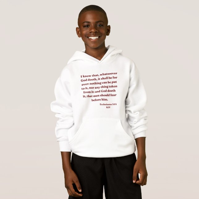 Ecclesiastes 3:14 KJV Bible Verse Boy's Hoodie (Front Full)