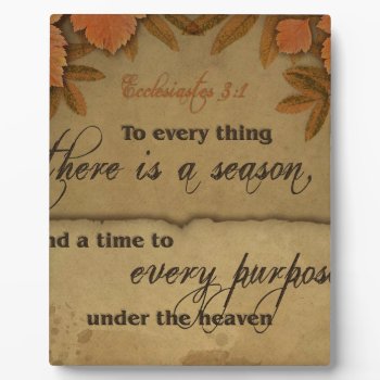 Ecclesiastes 3:1 Scripture Art Gifts Plaque by wallpraiseart at Zazzle