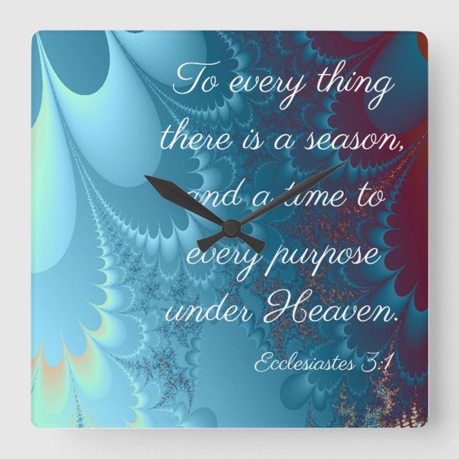Ecclesiastes 3:1 square wall clock (Front)