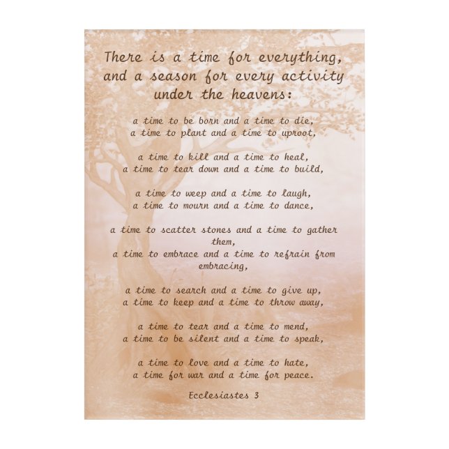 Ecclesiastes 3 Bible Verse Acrylic Print (Front)