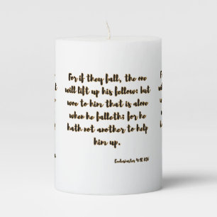 Ecclesiastes 4:10 KJV Bible Scripture Pillar Candle