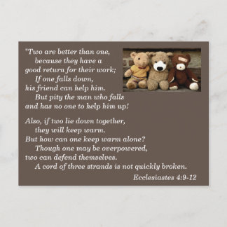 Ecclesiastes 4:9-12 Bible Verse Memory Postcard