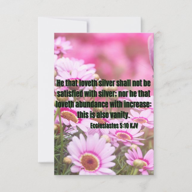 Ecclesiastes 5:10 Bible Verse Pic Flat Greeting Card (Front)