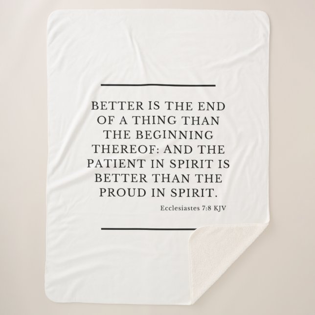 Ecclesiastes 7:8 Bible Verse Quote KJV Sherpa Blanket (Front)
