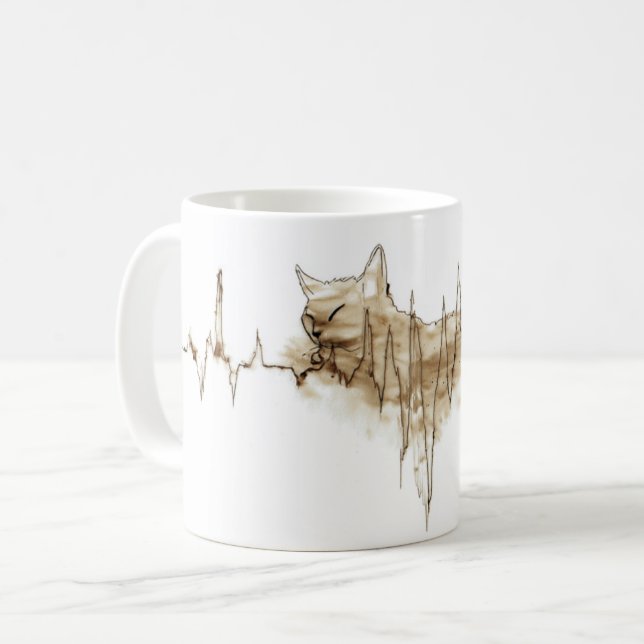 ECG Coffee Stain Art Nursing Cat Mug (Front Left)