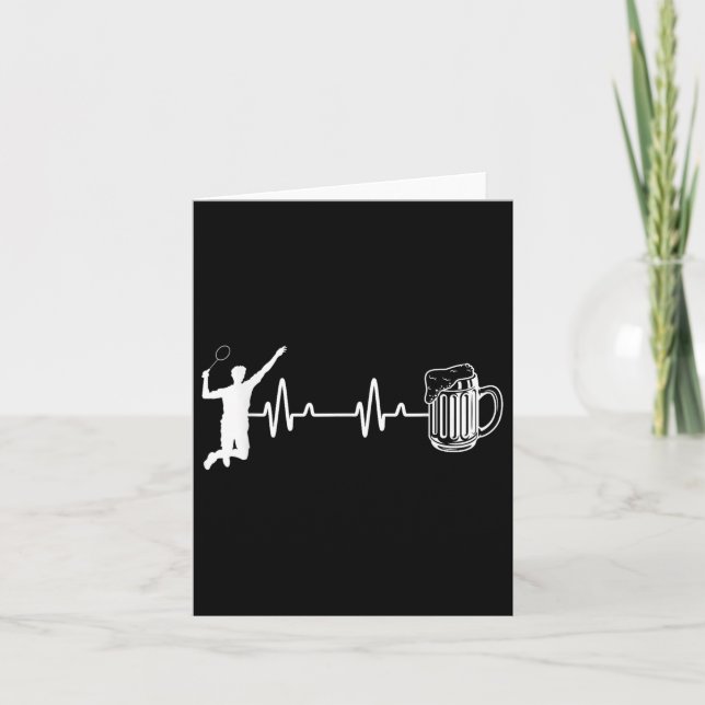 Ecg Heartbeat Badminton Player Shuttle Sports Smas Card (Front)