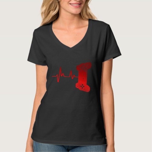 Ecg Heartbeat Gamer Console Video Gamer Computer N T_Shirt