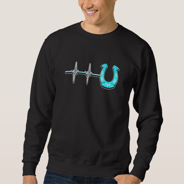 Ecg Heartbeat Graphic Horse Lover Equestrian Rider Sweatshirt (Front)