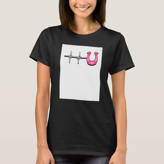 Ecg Heartbeat Graphic Horse Lover Equestrian Rider T-Shirt (Front)