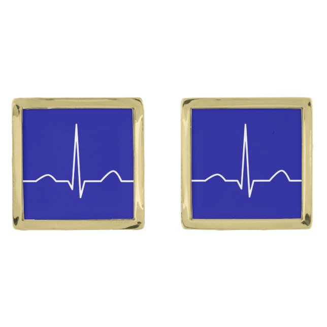 ECG or electrocardiogram of heart rhythm pattern Cufflinks (Front)