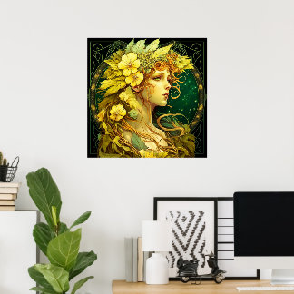 Echanted Flowers Forest Fairy Fantasy Poster