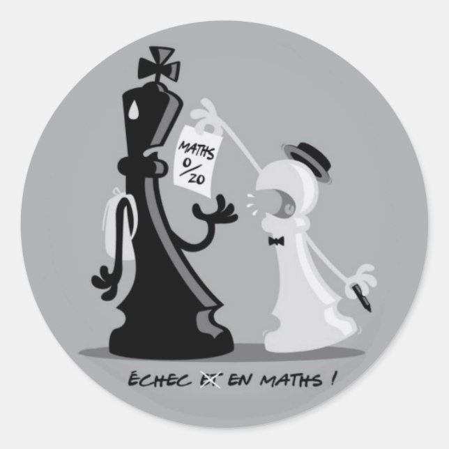 Echec en maths classic round sticker (Front)