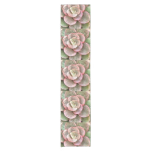 Echeveria Cactus Succulent Acrylic Painting Short Table Runner
