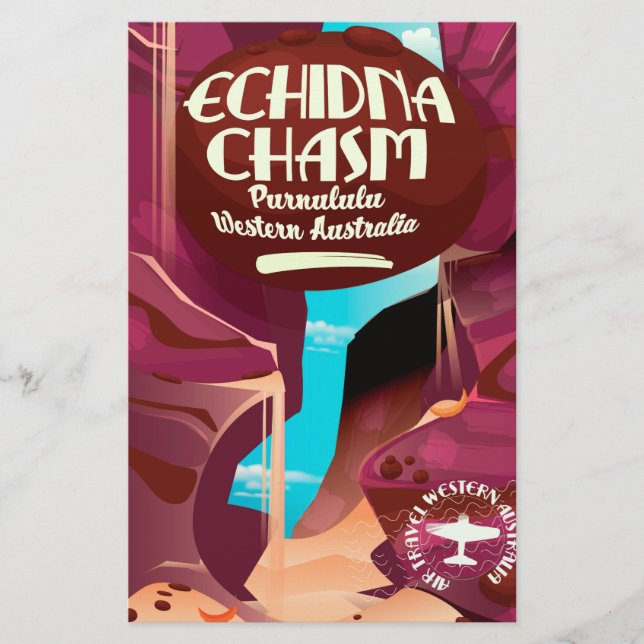 Echidna Chasm cartoon travel poster Stationery (Front)