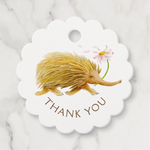 Echidna cute watercolor art animal thank you favor tags