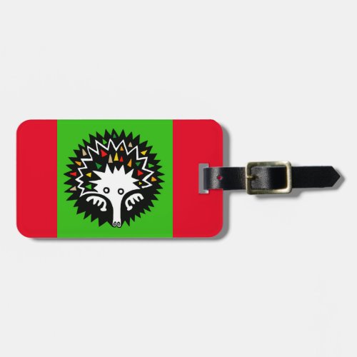 ECHIDNA _Monotreme _ Nature  _ Red  green Luggage Tag