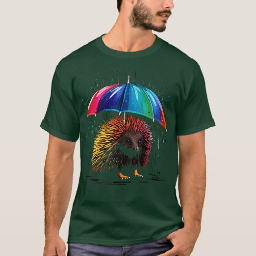 Echidna Rainy Day With Umbrella T_Shirt