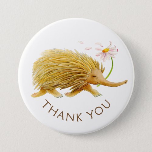 Echidna watercolor animal thank you buttonbadge button