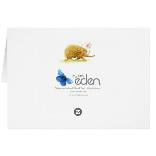 Echidna whimsy animal watercolor art card (Back Horizontal)
