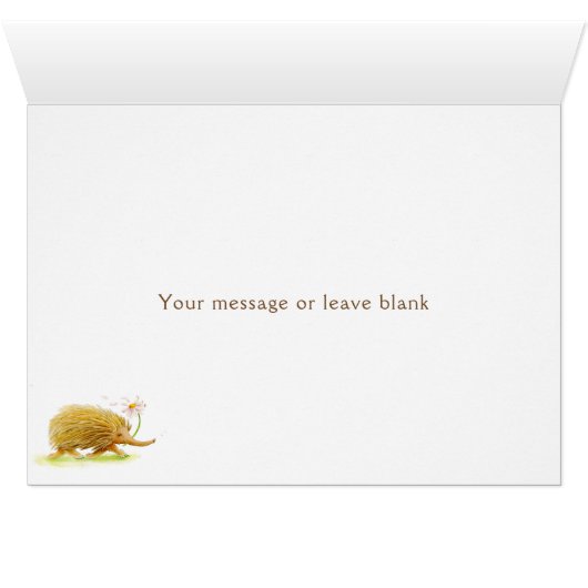 Echidna whimsy animal watercolor art card (Inside Horizontal (Bottom))