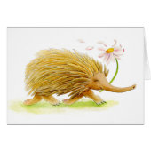 Echidna whimsy animal watercolor art card (Front Horizontal)