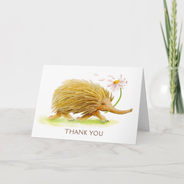 Echidna whimsy animal watercolor art card (Front)