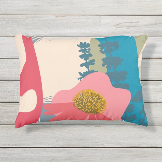 Echinacea Abstract Artistic Modern Color Blocks   Outdoor Pillow (Front)