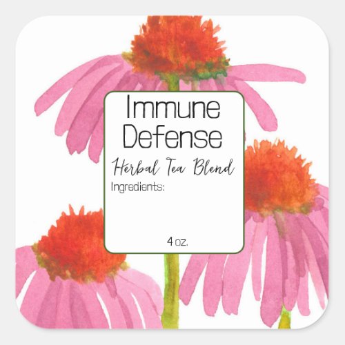 Echinacea Blank Herb Tea Blend Label Custom 